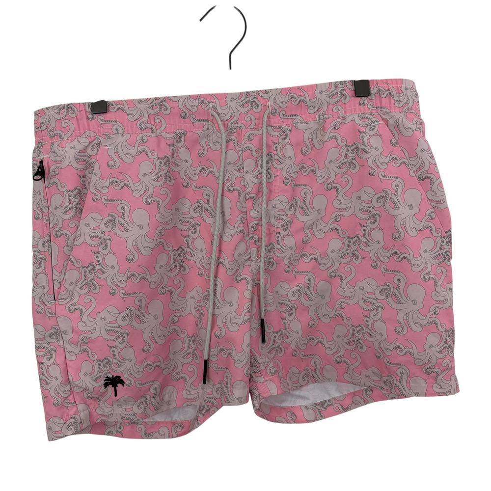 OAS Swim Trunks Mens Small Pink Octopus Print Mesh Lined Board Shorts